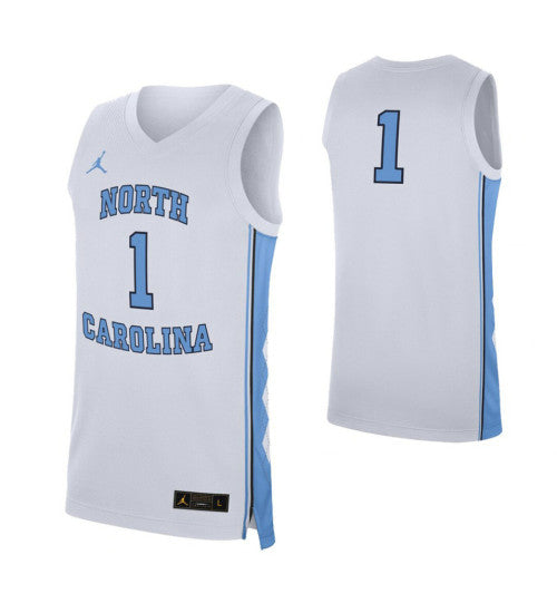 North Carolina Tar Heels 1 College Basketball Jersey White | Stitched Jersey RTJS 8159