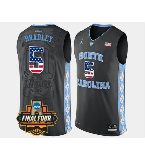 North Carolina Tar Heels 5 Tony Bradley Black Alternate Usa Flag College Basketball Jersey | Stitched Jersey RTJS 7991