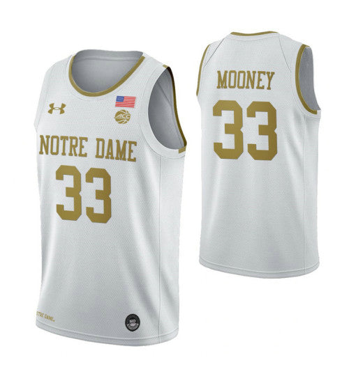 Notre Dame Fighting Irish 33 John Mooney White College Basketball Jersey | Stitched Jersey RTJS 7824