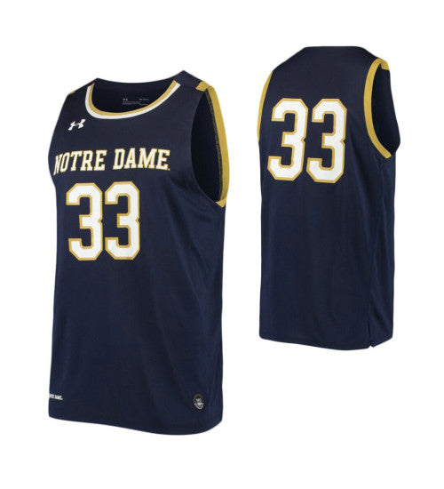 Notre Dame Fighting Irish #33 College Basketball Jersey Navy stitched college jersey
