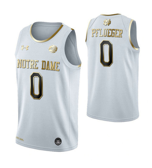 Notre Dame Fighting Irish #0 Rex Pflueger White College Basketball Jersey stitched college jersey