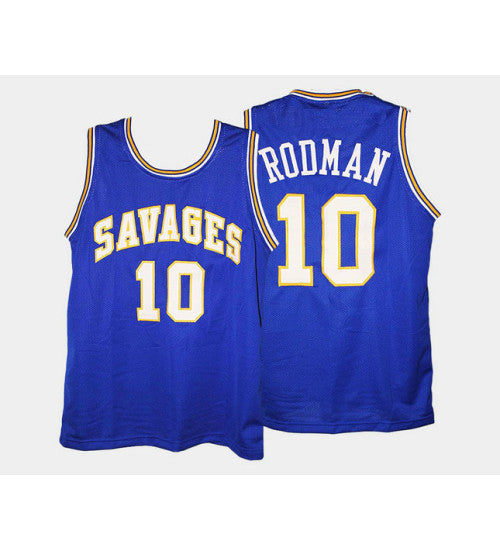 Oklahoma Savage Storm #10 Dennis Rodman Blue Road College Basketball Jersey stitched college jersey