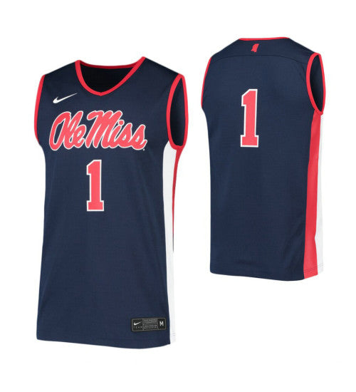 Ole Miss Rebels 1 College Basketball Jersey Navy | Stitched Jersey RTJS 7570