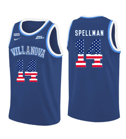 Villanova Wildcats Omari Spellman 11165 #14 Blue stitched throwback college basketball jersey