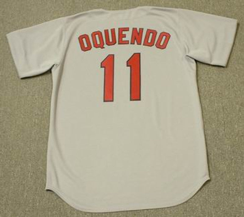 Jose Oquendo St Louis Cardinals 1992 Cooperstown Throwback Away Stitched Jersey jersey front view