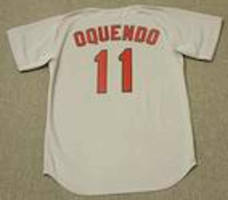 Jose Oquendo St Louis Cardinals 1992 Cooperstown Throwback Away Stitched Jersey jersey front view
