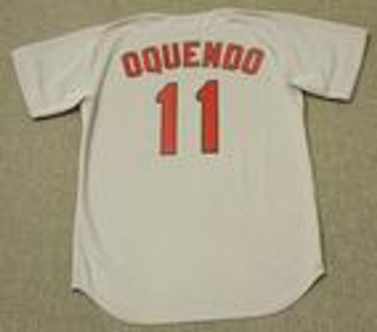 Jose Oquendo St Louis Cardinals 1992 Cooperstown Throwback Away Stitched Jersey jersey front view