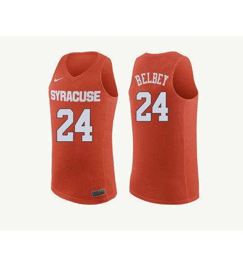 Belbey 10421 Syracuse Shaun #24 Orange stitched throwback college basketball jersey