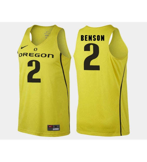 Oregon Ducks #2 Casey Benson Yellow Alternate College Basketball Jersey stitched college jersey