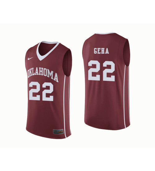 Oklahoma Sooners 22 Patrick Geha College Basketball Jersey Crimson | Stitched Jersey RTJS 7643