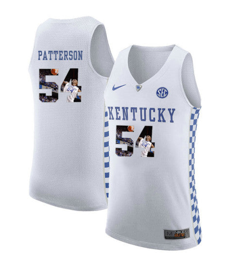 Kentucky Wildcats 54 Patrick Patterson College Basketball Jersey White stitched retro jersey