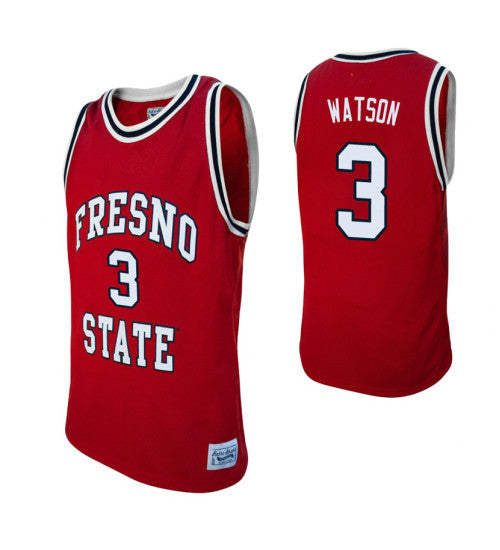 Fresno State Bulldogs 3 Paul Watson Red College Basketball Jersey stitched retro jersey