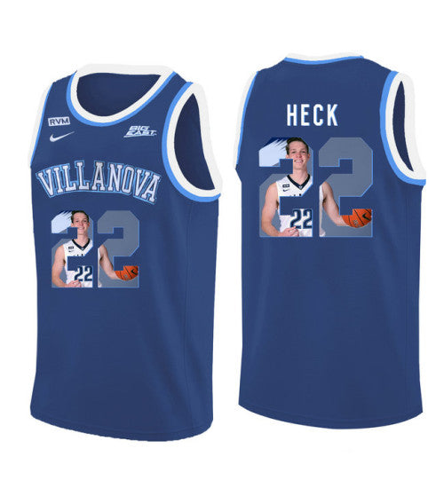 Villanova Wildcats Peyton Heck 11185 #22 Blue stitched throwback college basketball jersey