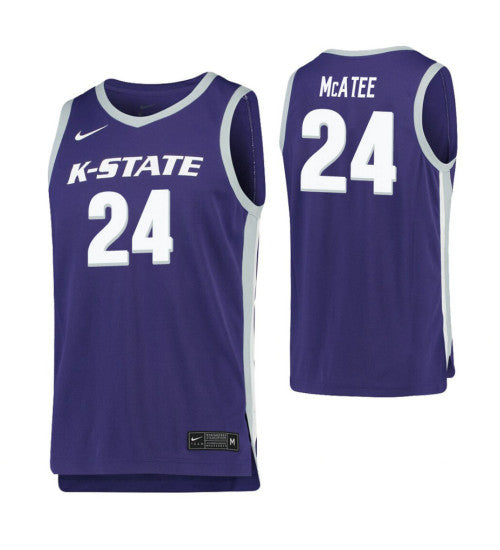 Kansas State Wildcats 24 Pierson Mcatee Purple College Basketball Jersey 2188 stitched retro jersey