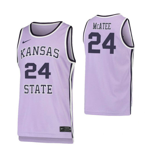Kansas State Wildcats 24 Pierson Mcatee Purple College Basketball Jersey 2187 stitched retro jersey