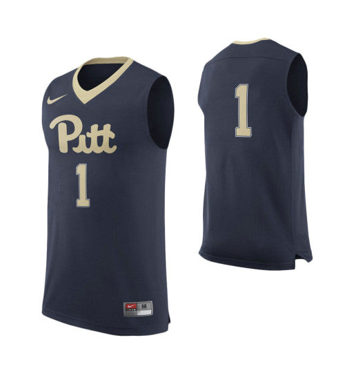Pitt Panthers #1 Basketball College Basketball Jersey Navy stitched college jersey