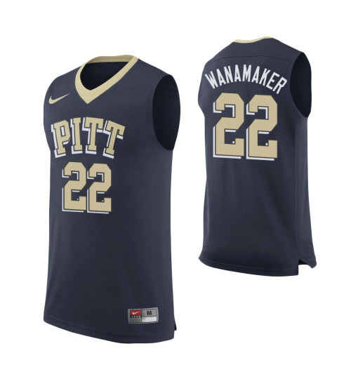 Pittsburgh Panthers 22 Bradley Wanamaker College Basketball Jersey Navy | Stitched Jersey RTJS 7394