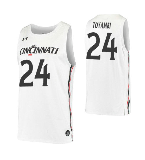 Cincinnati Bearcats 24 Prince Toyambi White College Basketball Jersey stitched basketball jersey for game day fanwear