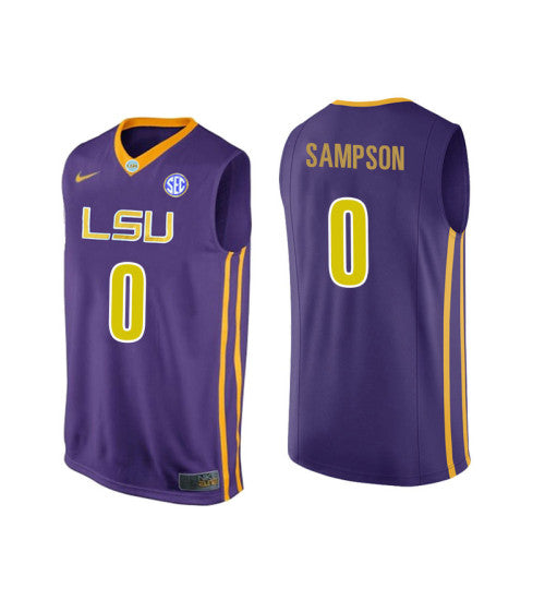 Lsu Tigers 0 On Sampson College Basketball Jersey Purple stitched retro jersey