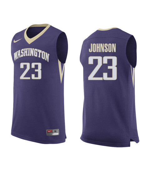 Washington Huskies Carlos Johnson #23 Purple stitched throwback college basketball jersey