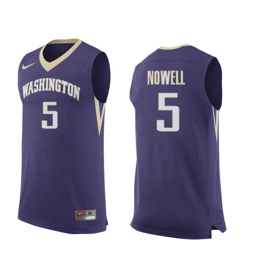 Washington Huskies Jaylen Nowell #5 Purple stitched throwback college basketball jersey