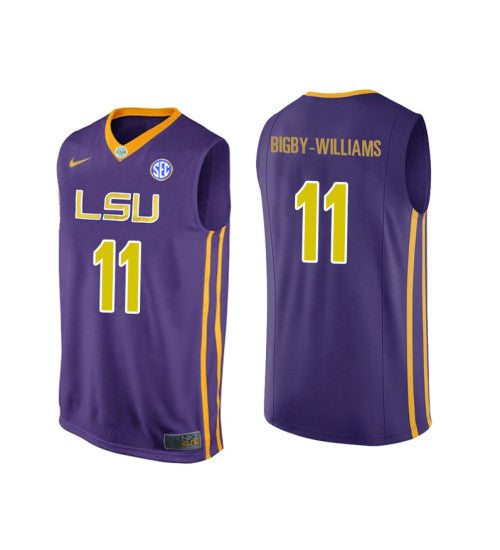 Lsu Tigers 11 Kavell Bigby Williams College Basketball Jersey Purple stitched retro jersey