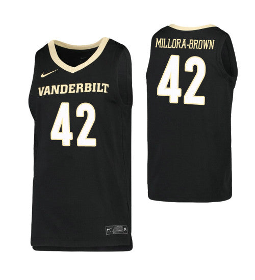 Quentin Millora Brown College Basketball Jersey Black Vanderbilt Commodores | Stitched Jersey RTJS 7343