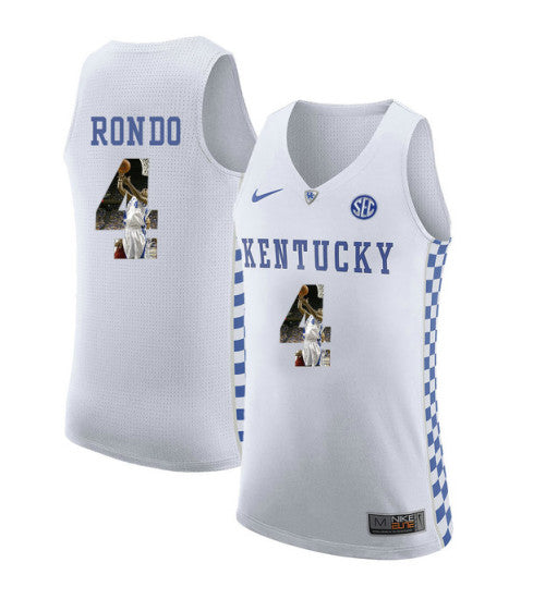 Kentucky Wildcats 4 Rajon Rondo College Basketball Jersey White stitched retro jersey