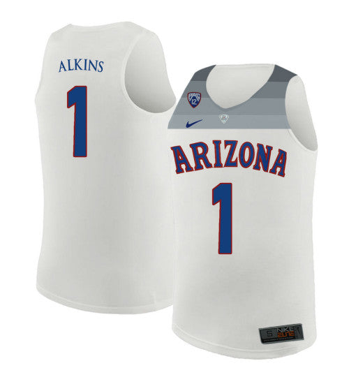 Arizona Wildcats 1 Rawle Alkins College Basketball Jersey White 207 stitched basketball jersey for game day fanwear