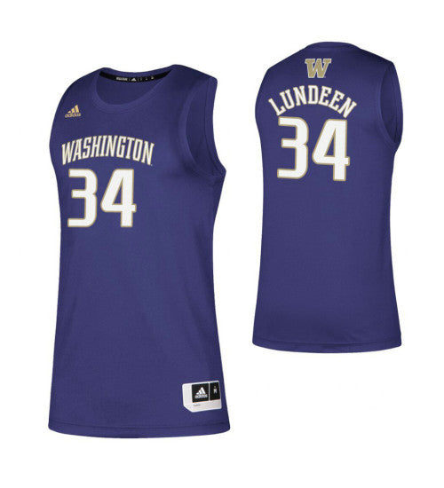 Washington Huskies Reagan Lundeen #34 Purple stitched throwback college basketball jersey