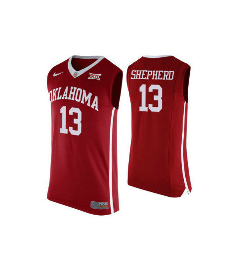 Oklahoma Sooners #13 Jordan Shepherd College Basketball Jersey Red 9876 stitched college jersey