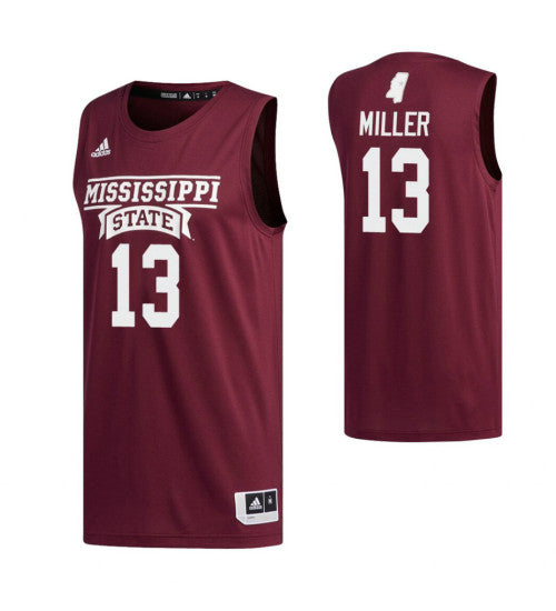 Mississippi State Bulldogs #13 Reggie Miller College Basketball Jersey Maroon stitched college jersey
