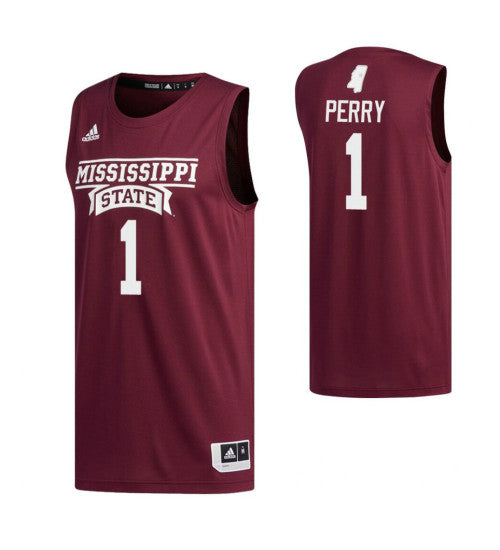 Mississippi State Bulldogs #1 Reggie Perry College Basketball Jersey Maroon 9198 stitched college jersey