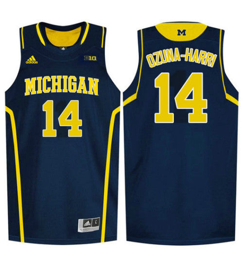 Michigan Wolverines #14 Rico Ozuna Harrison College Basketball Jersey Navy stitched college jersey