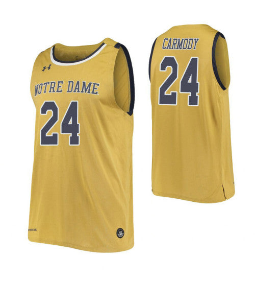 Notre Dame Fighting Irish #24 Robby Carmody Gold College Basketball Jersey stitched college jersey