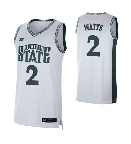 Michigan State Spartans #2 Rocket Watts White College Basketball Jersey stitched college jersey