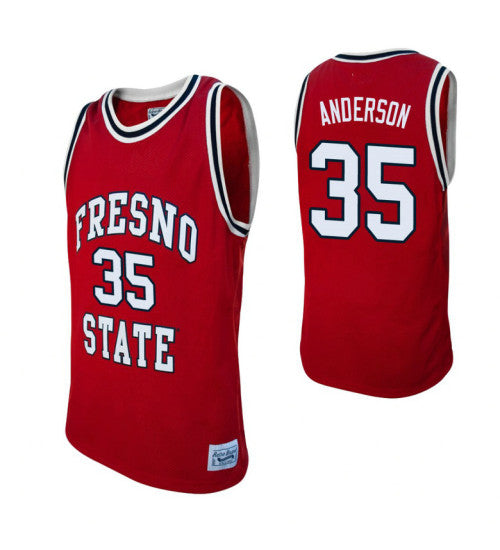 Fresno State Bulldogs 35 Ron Anderson Red College Basketball Jersey stitched retro jersey