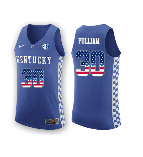 Kentucky Wildcats 30 Dillon Pulliam College Basketball Jersey Royal stitched retro jersey