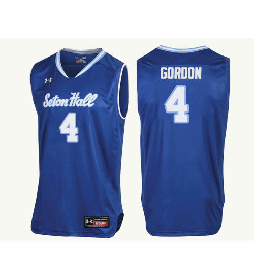 Seton Hall Pirates Eron Gordon #4 Royal stitched throwback college basketball jersey