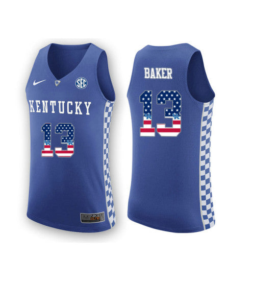 Kentucky Wildcats 13 Jemarl Baker College Basketball Jersey Royal | Stitched Jersey RTJS 3649
