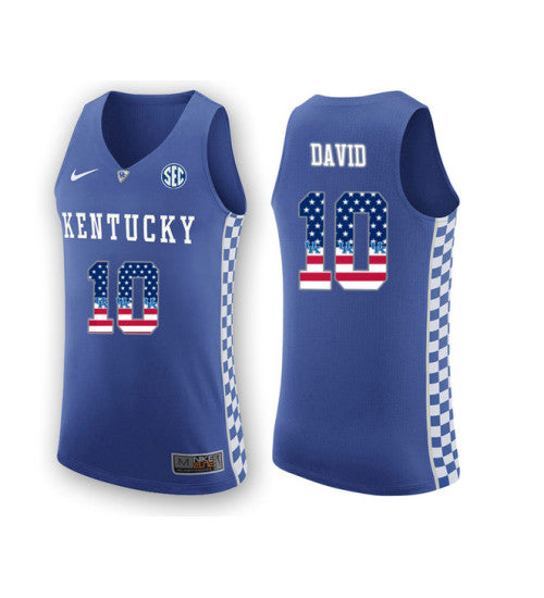 Kentucky Wildcats 10 Jonny David College Basketball Jersey Royal | Stitched Jersey RTJS 3659
