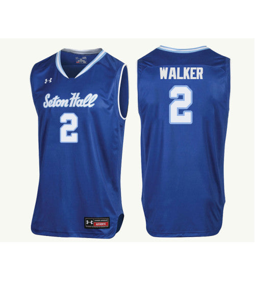 Seton Hall Pirates Jordan Walker #2 Royal stitched throwback college basketball jersey