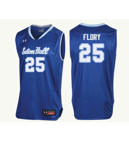 Seton Hall Pirates Philip Flory #25 Royal stitched throwback college basketball jersey