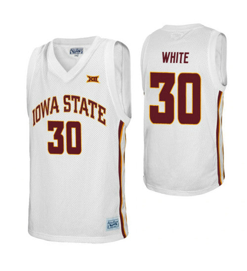 Iowa State Cyclones 30 Royce White Alumni College Basketball Jersey White stitched retro jersey