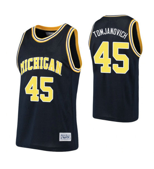 Michigan Wolverines 45 Rudy Tomjanovich Navy College Basketball Jersey | Stitched Jersey RTJS 8499