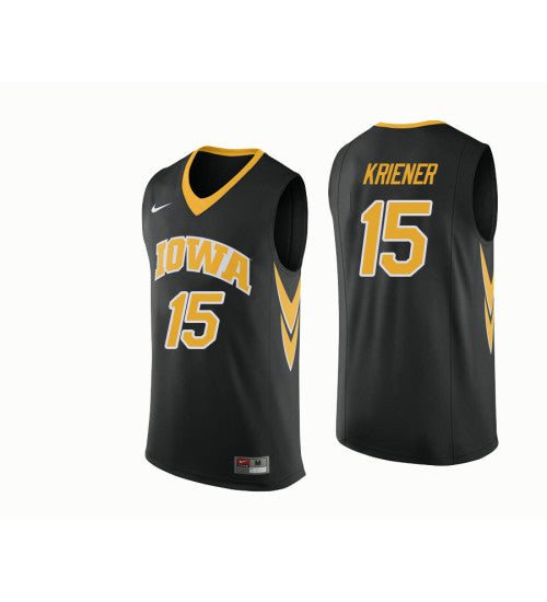 Iowa Hawkeyes 15 Ryan Kriener College Basketball Jersey Black stitched retro jersey
