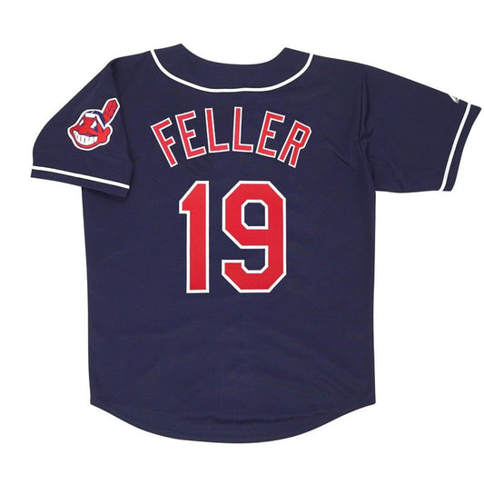 Cleveland Indians Bob Feller Alt W Patch MLB jersey front view