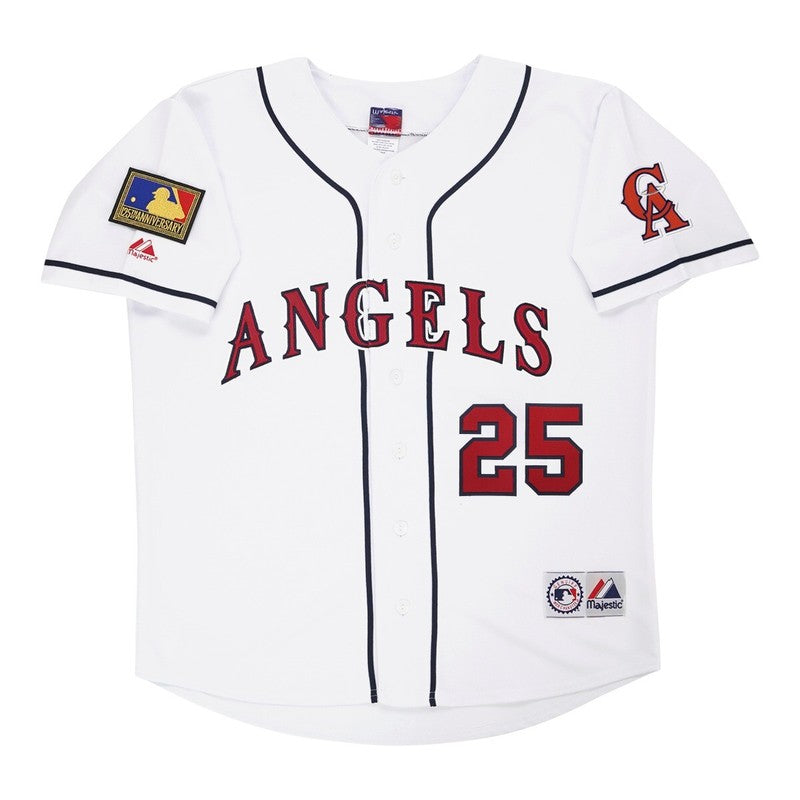 Jim Edmonds 1994 California Angels Home White Jersey W 125Th Patch jersey front view