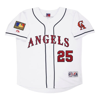 Jim Edmonds 1994 California Angels Home White Jersey W 125Th Patch jersey front view