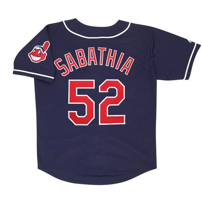 Cleveland Indians Cc Sabathia Alt W Patch MLB jersey front view